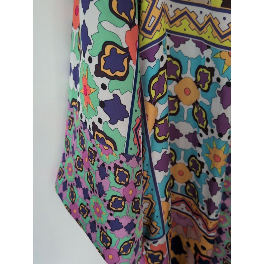 Zara Kimono Robe XS Wild Print Patchwork Midi Open Front with Tie Satin Lining - Picture 15 of 16